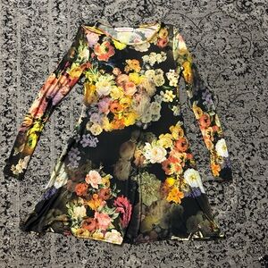 Floral Long Sleeve Mini Dress